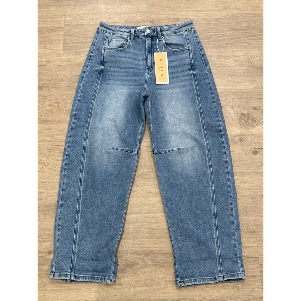Risen Jeans - High-Rise Boyfriend Cuffed Barrel Jeans Womens Size 11/30 RDP5901 - Picture 2 of 11